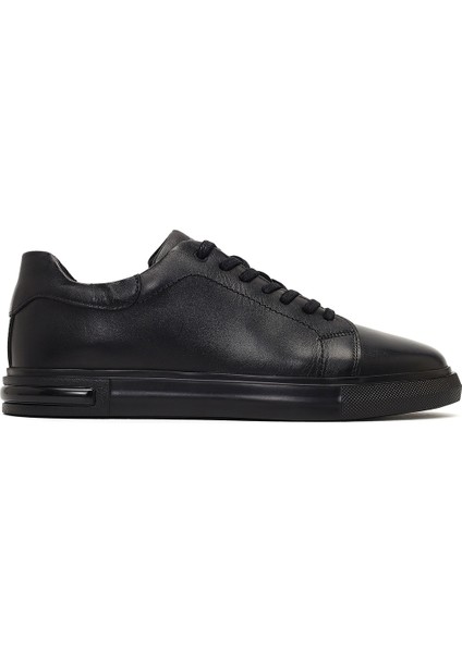 Erkek Siyah Bağcıklı Deri Sneaker 25WFD681318