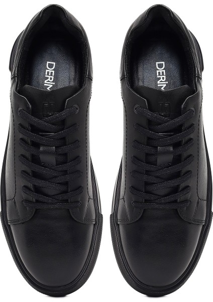 Erkek Siyah Bağcıklı Deri Sneaker 25WFD681318