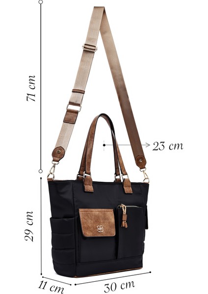 Kadın Siyah Uzun Askılı Kumaş Omuz Çantası 25ABD28136F fiyatları