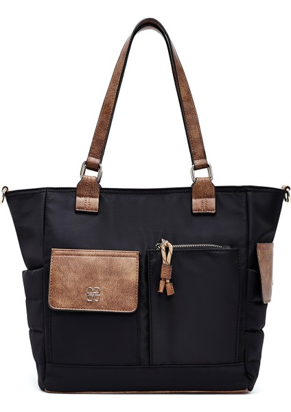 Kadın Siyah Uzun Askılı Kumaş Omuz Çantası 25ABD28136F modelleri