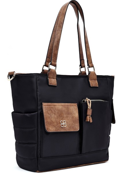 Kadın Siyah Uzun Askılı Kumaş Omuz Çantası 25ABD28136F indirimleri