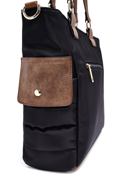 Kadın Siyah Uzun Askılı Kumaş Omuz Çantası 25ABD28136F