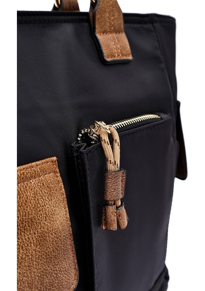 Kadın Siyah Uzun Askılı Kumaş Omuz Çantası 25ABD28136F