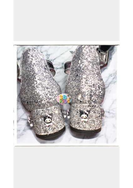 Kuromi Özel Tasarım Simli Taşlı Çocuk Topuklu Ayakkabı fırsatları