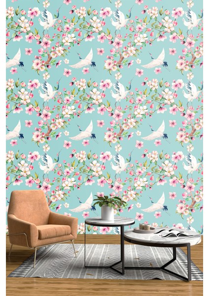 Turkuaz Bahar Esintis Duvar Kumaşı -Isı ve Ses Yalıtımlı