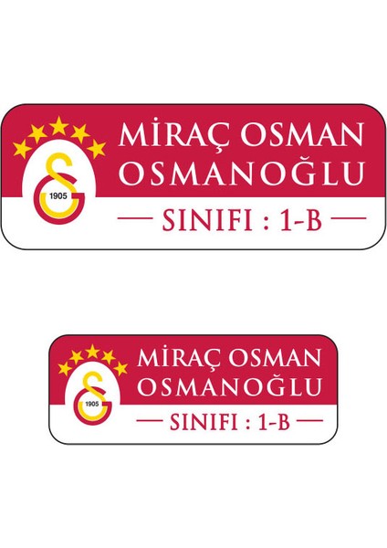 Galatasaray Temalı Okul Etiketi İsme Özel 170 Adet (90 Adet 34X13 Mm, 80 Adet 45X17 Mm) fiyatları