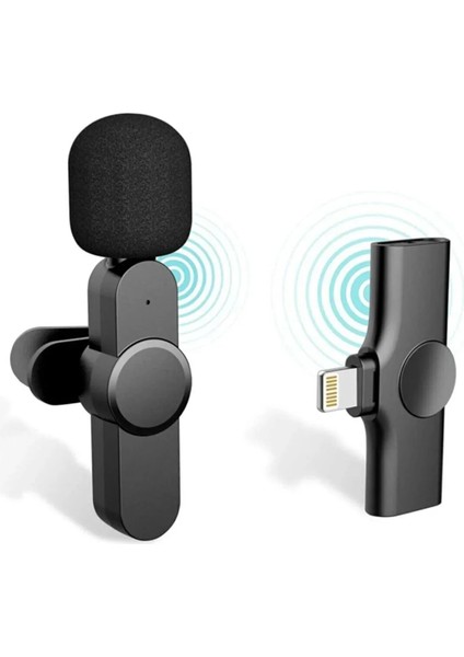 Kablosuz Yaka Mikrofonu Telefonlara Uyumlu Wireless Profesyonel Yayın Çekim Mikrofon