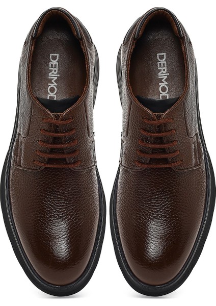 Erkek Kahverengi Bağcıklı Kalın Tabanlı Deri Casual Ayakkabı 25WFD6326FT