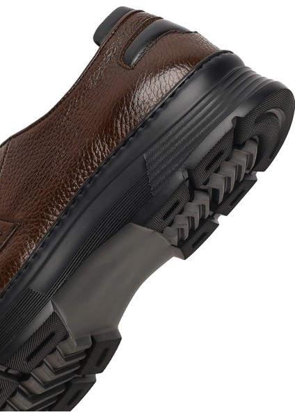 Erkek Kahverengi Bağcıklı Kalın Tabanlı Deri Casual Ayakkabı 25WFD6326FT