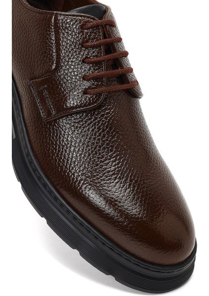 Erkek Kahverengi Bağcıklı Kalın Tabanlı Deri Casual Ayakkabı 25WFD6326FT