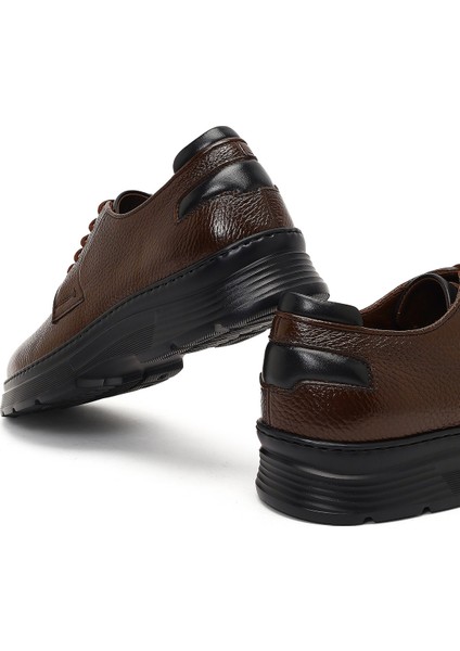 Erkek Kahverengi Bağcıklı Kalın Tabanlı Deri Casual Ayakkabı 25WFD6326FT