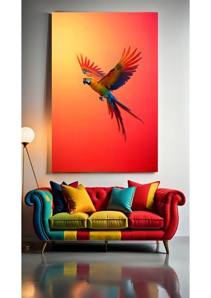 Renkli Papağan Ev Duvar Salon Güzellik Salonu Ofis Dükkan Dekarasyon Kanvas Tablo