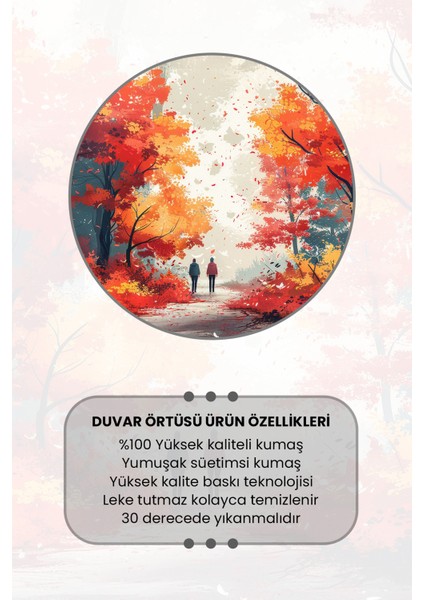 Sonbahar Yürüyüşü Desenli Duvar Halısı Duvar Örtüsü Tapestry Süet Dokulu Kumaş modelleri