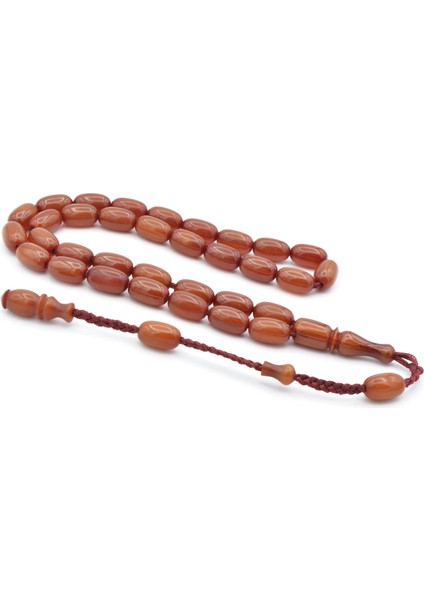 Cüneyd Hasan Yapımı Çift Çekim Kapsül Kesim Koyu Turuncu Katalin Tesbih