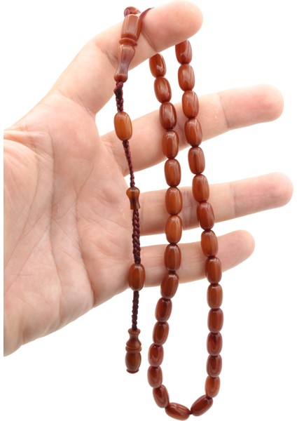 Cüneyd Hasan Yapımı Çift Çekim Kapsül Kesim Koyu Turuncu Katalin Tesbih modelleri