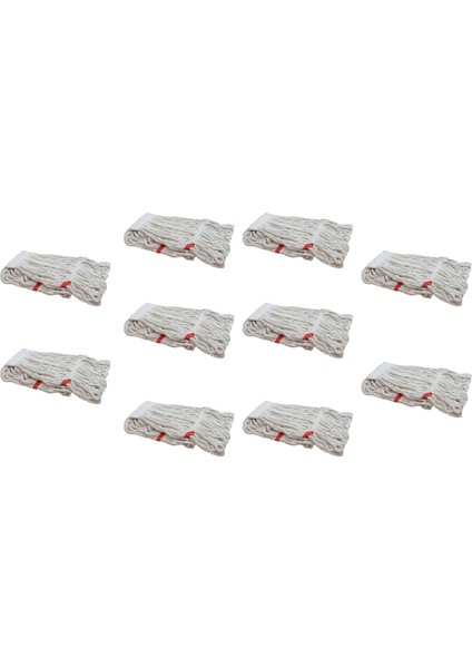 Çift Kovalı Temizlik Arabası Seti Yedek Dar Islak Mop Püskül Paspas 17 Cm - 500 gr - Beyaz - 10 Adet