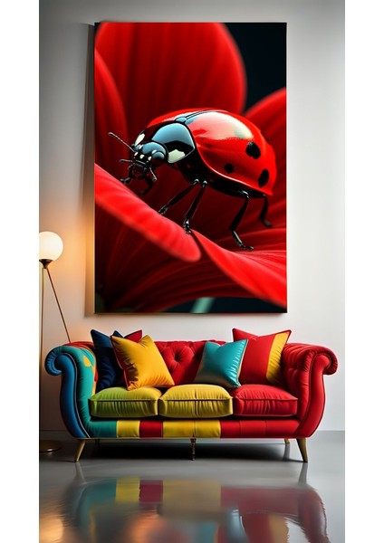 Kırmızı Uğur Böceği Ev Duvar Salon Güzellik Salonu Ofis Dükkan Dekarasyon Kanvas Tablo