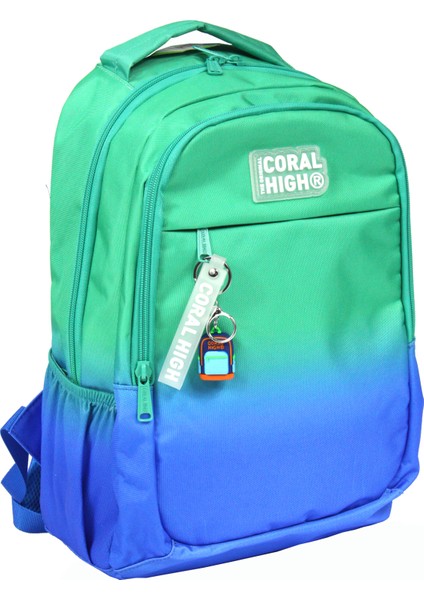 Ch 23665 Mavi - Yeşil Geçişli - 4' Lü Okul Çantası Seti - Sırt ve Beslenme Çantası + Kalemlik + Matara fiyatları