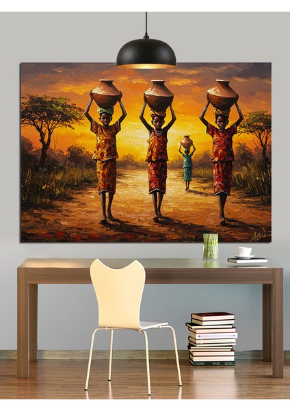 Sepet Taşıyan Afrikalı Kadınlar Dekoratif Kanvas - Mdf Ahşap Tablo fiyatları