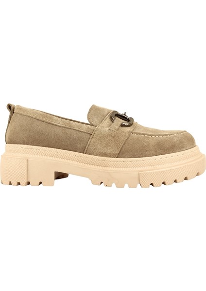 26114S Hakiki Süet Deri Kadın Loafer Ayakkabı