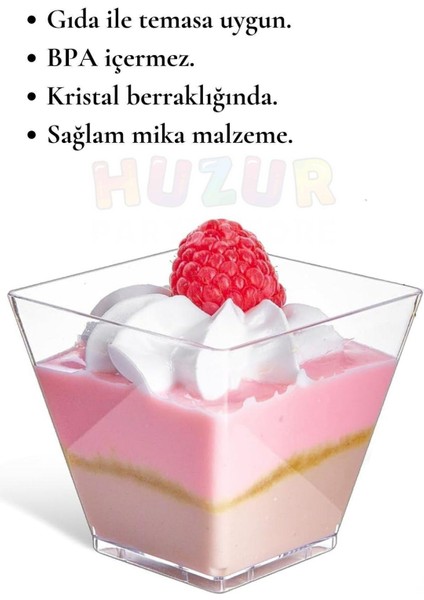 Şeffaf Düz Desen Sunum Kasesi 20'li 7x7 cm Parti ve Doğum Günü Tatlı Servis Seti