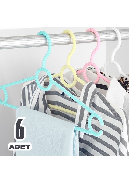 6 Adet Boncuk Askı Elbise Askısı - Karışık Renk