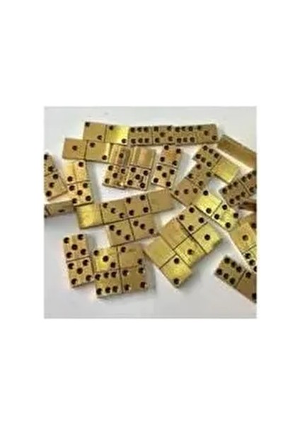 Metal Pirinç Domino Oyun Seti 28 Parça Altın Renkli Eğlenceli Oyun Deneyimi
