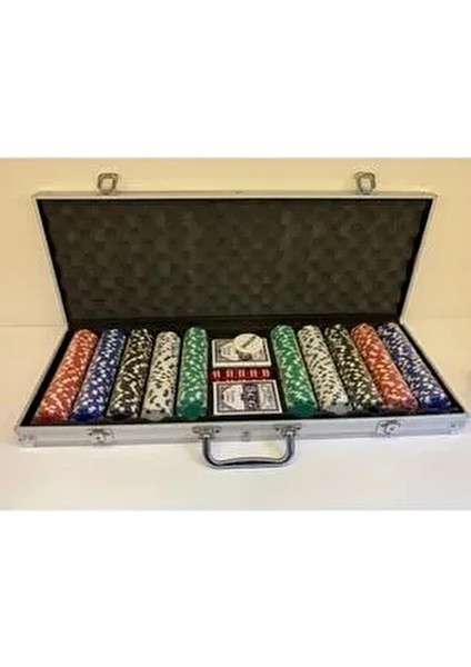 Özel Çantalı Poker Oyunu Seti Kağıdı Iskambil Deste 500 Chip