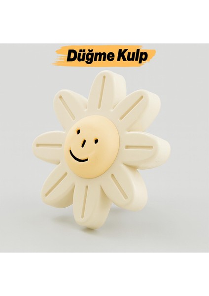 Gülücüklü Aytaşı Krem Mobilya Çoçuk Odası Dolabı Kapak Kulpu Çekmece Kulbu Plastik 1 Adet