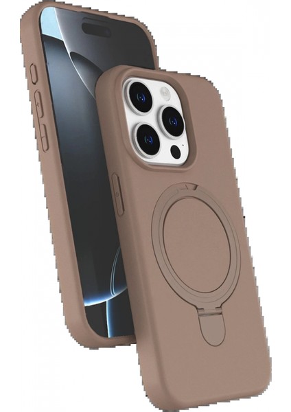 Apple iPhone 15 Pro Max Regal Magsafe Standlı Kapak - Çöl Titanyum