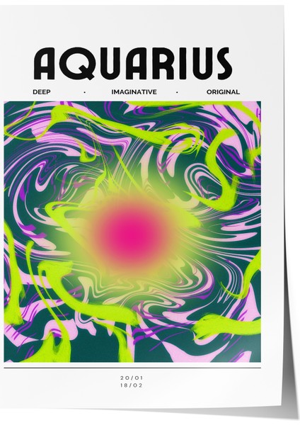 Çerçevesiz Poster, Aquarius Astroloji , Çalışma Odası Dekoru Poster No: 114247