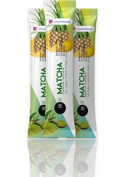 Matcha Premium Japanese Bromelain Limon Aromalı Bitkisel Detox Form Çayı 20'li modelleri