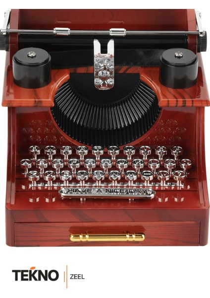 Nostaljik Tasarımlı Çekmeceli Daktilo Şeklinde Kahverengi Müzik Kutusu Doğum Günü Hediyesi fiyatları