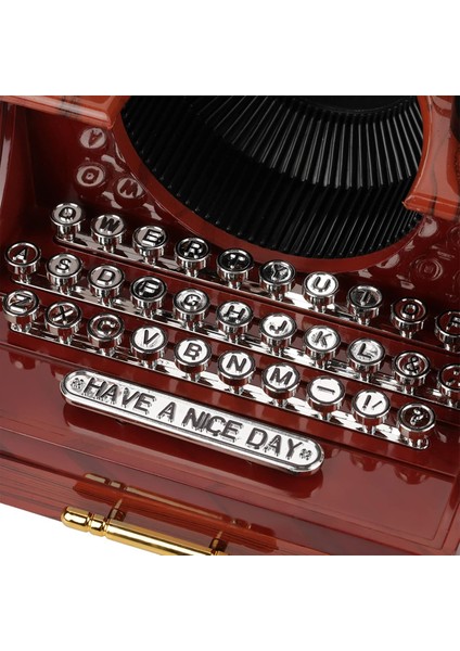 Nostaljik Tasarımlı Çekmeceli Daktilo Şeklinde Kahverengi Müzik Kutusu Doğum Günü Hediyesi fırsatları