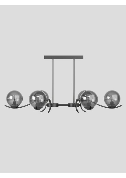 Merla2 6’lı Siyah Metal Füme Camlı Avize | Modern Salon Sarkıt Aydınlatma | Retro Işık Tasarımı fiyatları