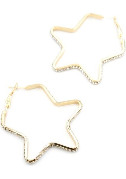 Taşlı Yıldız Halka Küpe - Altın fiyatları