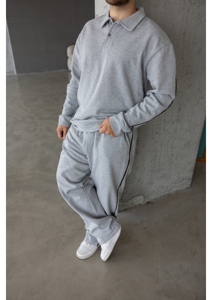 Erkek Oversize Alt-Üst Şeritli Baggy Eşofman Takımı fırsatları