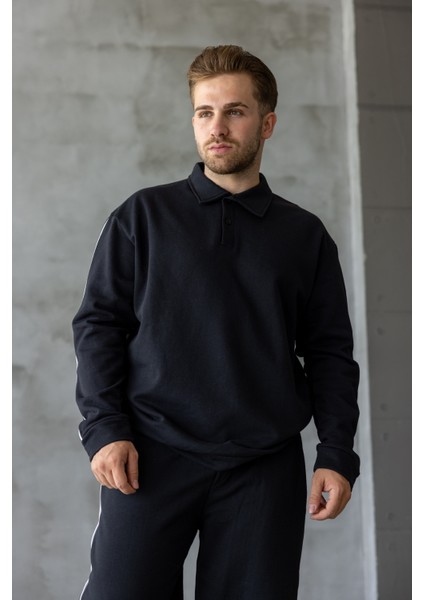 Erkek Oversize Alt-Üst Şeritli Baggy Eşofman Takımı