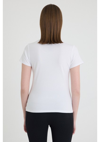 Becky Sıfır Yaka Beyaz Basic Bambu ve Organik Pamuk Kadın Tişört modelleri