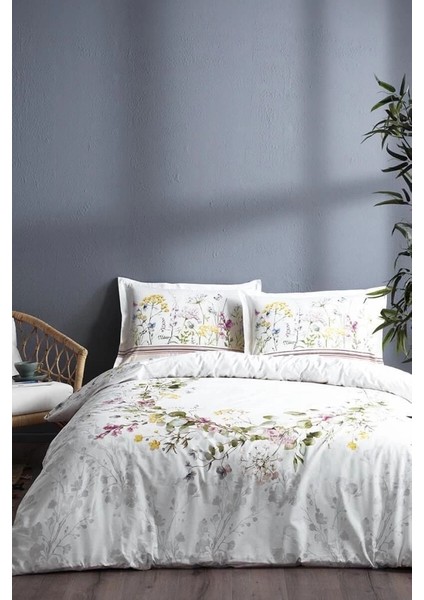 Özdilek Çift Kişilik Ranforce Nevresim Takımı Jardin De Flor Beyaz