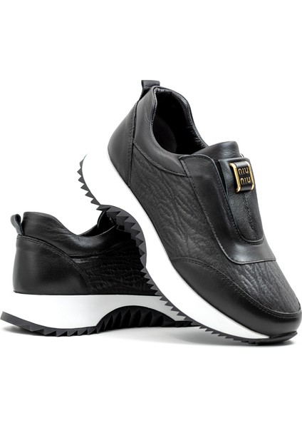 Nero Niu Hakiki Deri Kadın Siyah Casual Spor Sneaker Ayakkabı indirimleri