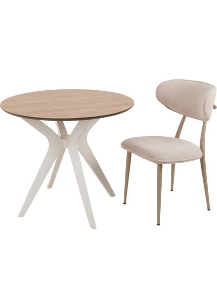 90X90CM Yuvarlak Masa Ceviz-Krem Mutfak Masası-Balkon Masası Pera Model fırsatları