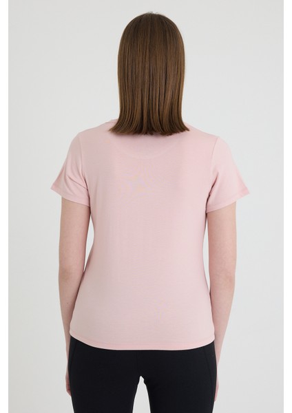 Becky Sıfır Yaka Pembe Basic Bambu ve Organik Pamuk Kadın Tişört modelleri