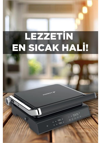 TG-PRO500 Siyah 2000W Dijital Ekranlı Tost & Izgara Makinesi Çıkarılabilir Plaka fiyatları