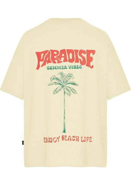 Unisex Paradise Sırt-Ön Baskılı Oversize Tişört