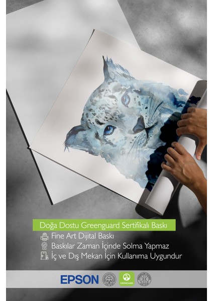 Beyaz Çerçeveli Tablo, Mistik Kar Leoparı, Genç Odası Dekoru Poster No: 113532