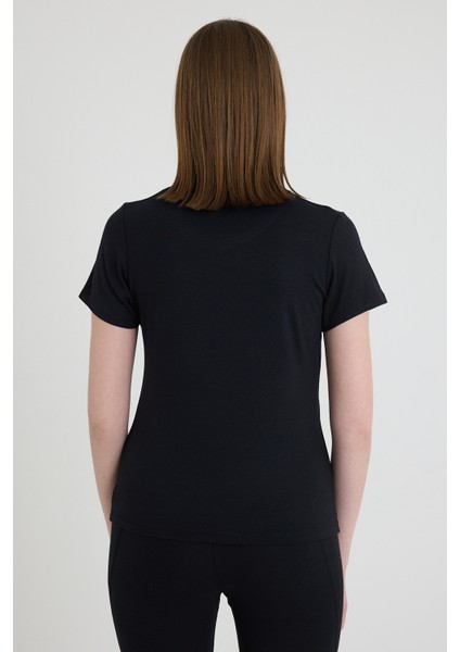 Becky Sıfır Yaka Siyah Basic Bambu ve Organik Pamuk Kadın Tişört modelleri