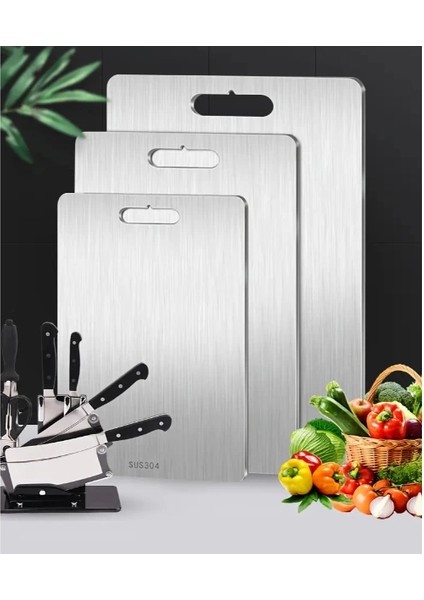 3'lü Paslanmaz Çelik Kesme Tahtası Seti