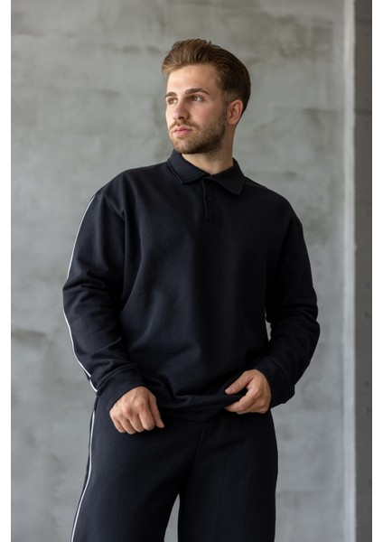 Erkek Oversize Alt-Üst Şeritli Baggy Eşofman Takımı