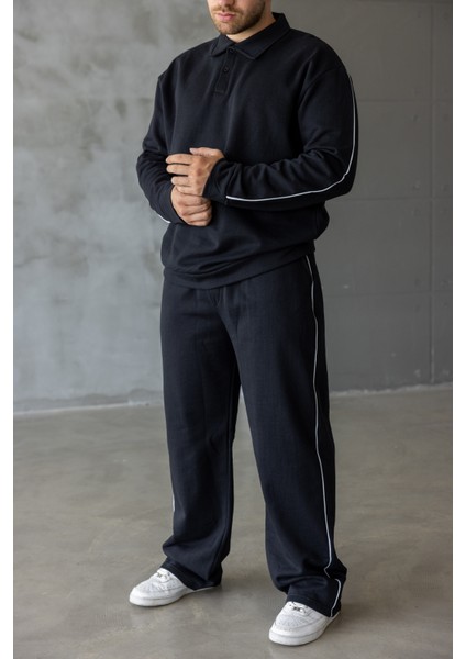 Erkek Oversize Alt-Üst Şeritli Baggy Eşofman Takımı fırsatları